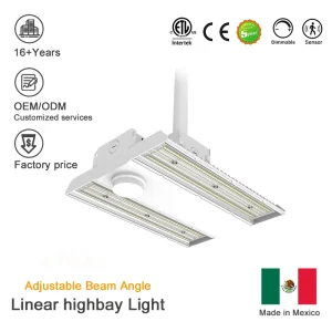 Adjustable Beam Angle for Linear High Bay CCT Tunable ETL Certified 5 Year Warranty Aluminum Made Mexico DLC 6.0 Lighting