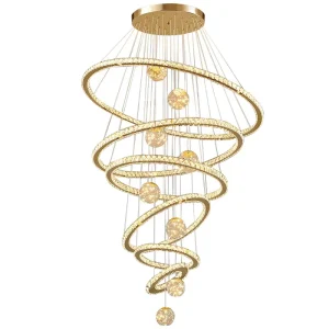 Adjustable Height Luxury Modern Stainless Steel K9 Crystal LED Custom Color Middle Hotel Chandelier Pendant High