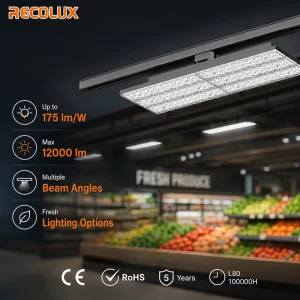 Adjustable LED Track Mounted Panel Light 350 Degree Flexible Lighting for Retail Displays and Shopping Mall
