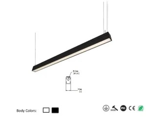 Adjustable Modern LED Linear Pendant Fixture Aluminum Body Hanging Lamp for Warehouse Application