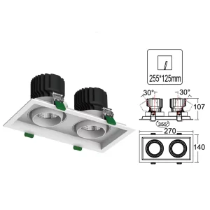 Adjustable Recessed Ceiling Lamp Square Embedded Grille Gimble Downlight for Outdoor Leisure Lobby Interior Accent Supply