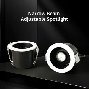 Adjustable Ultra Narrow Angle Custom Spotlight Home Art Gallery Museum 3W Black Round Ceiling Led Recessed Downlight Fixture