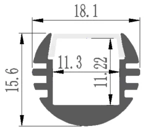 Al6063-T5 LED Strip Profile Channel Light Diffuser Extrusion 18mm*16mm Aluminum Alloy Profile for LED Strip Lights