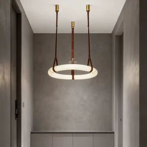 Alabaster Hanging Chandeliers Pendant Lights for Living Room Round Light