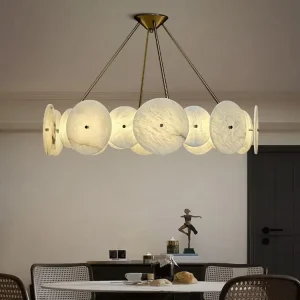 Alabaster Marble Chandelier Pendant Light Fixture Stainless Steel Home Decor for Living Room for Hotel Use