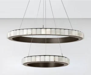 Alabaster Pendant Light All Copper Marble Chandelier for Living Room