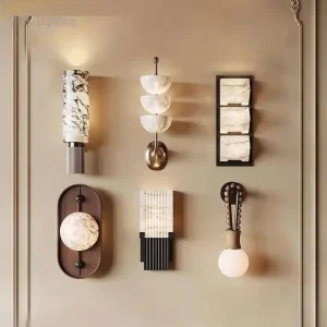 Alabaster Wall Lights Minimalist Modern Bedroom Bedside Marble Wall Decoration Lamp for Living Room Hotel