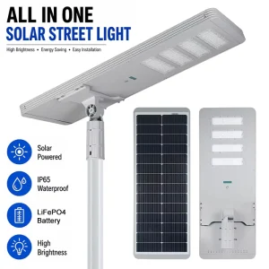 All in One Solar LED Street Light Outdoor Waterproof IP65 Integrated Solar Road Lamp for Highway Garden Parking Lot