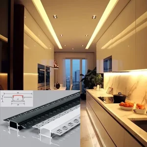 Alloy Recessed Corner LED Profile Light Housing Kit for Ceiling 12V 24V Linear Bar Slot Light with Covers Shades LED Light