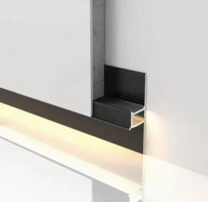 Aluminium Black Full Spectrum Light Source Side Emitting Ultra Narrow Z Shaped LED Shadow Line Skirting Profile 2.5m Length
