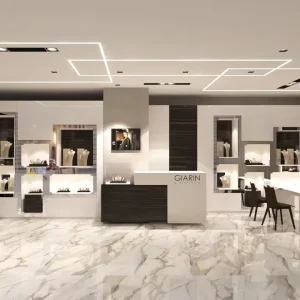 Aluminium LED Display Showcase Spotlights Waterproof Easy Clean Jewelry Store Luxury Retail Enhances Showroom Shopping Mall