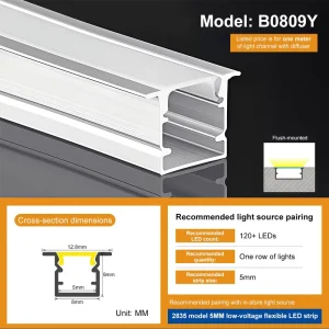 Aluminium Profiles LED Wall Light B0809 LED Strip Fixture Aviation Aluminum U Shape Channel LED Profile Light