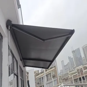 Aluminium Waterproof LED Light Retractable PVC Coated Sun Protection Outdoor Cover Electric Awnings Cassette for Patio
