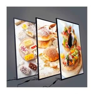 Aluminum Advertising Light Boxes A1 A2 A3 A4 Ultra Slim Tempered Glass Lighting Box Led Photo Poster Frame Food Display