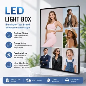 Aluminum Alloy Ultra Thin Drawable Glow LED Wall Mounted Light Box Snap Frame Advertising Light Board for Apparel Store