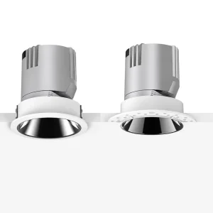 Aluminum Anti-glare Embedded Cob Spotlight Round Shape Home Office 7W 12W 20W Trimless Recessed LED Downlight