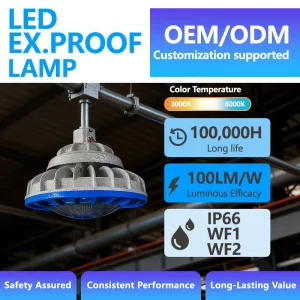 Aluminum Explosion Proof IP66 Waterproof LED High Bay Light 50W-100W Outdoor Indoor NEMA 8 3-Year Warranty