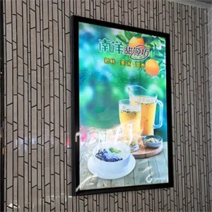 Aluminum Frame Mounted Poster Tempered Glass Wall Promotional Light Box with Hanging Installation Decorative Feature