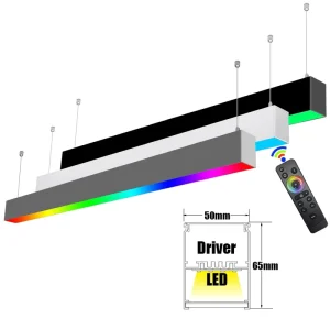 Aluminum Housing Seamless Linkable Ceiling Pendant Lamp Remote Control RGB Magic Color Changeable 60W Dimmable Led Linear Light
