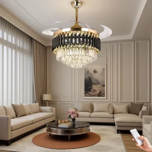 Aluminum LED Ceiling Fan Light 42inch Remote Music Voice Control 5 Blades 6 Speed Low Noise Modern Design for Kitchen Home Decor