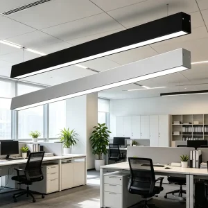 Aluminum LED Linear High Bay Light Surface Mount Suspended Pendant Light IP44 Rated 6000K Daylight for Office Lighting
