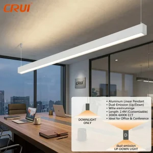 Aluminum LED Linear Pendant Light 35-70W 3000K 4000K 6000K 5-Year Warranty IP44 CRI90 Dimmable for Office Lighting
