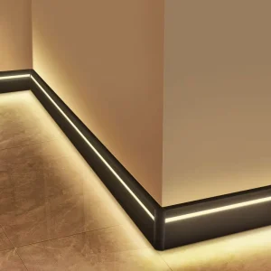 Aluminum Led Profile Wall Mount Skirting Linear Recessed Baseboard Step Linear Lights Corner Bar Lighting Office Use Black White