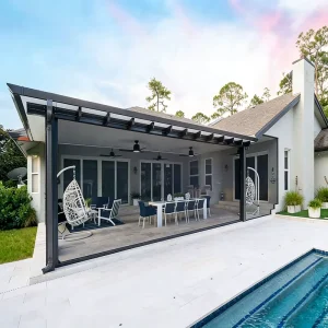 Aluminum Patio Awning with Clear Polycarbonate Roof Rain Canopy for Balcony Backyard Hardtop Outdoor Cover