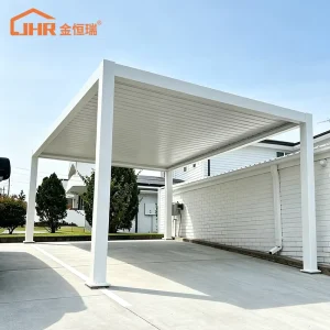 Aluminum Pergola Modern Simple Motorized Retractable Louvered Roof Outdoor Patio Garden Sun Shade Canopy for Residential