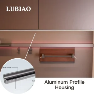 Aluminum Profile Shell for Hotel Minibar Cabinet Seamless Handle Integrated Soft Glow Lighting Track YB1042 33