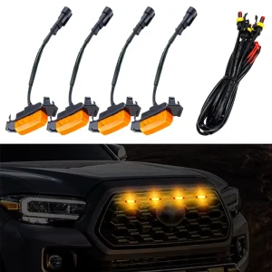 Amber FOG Light LED Waterproof 12V 5W Car Warning Lamps Daytime Running Light Grille Lights Offroad Front Car