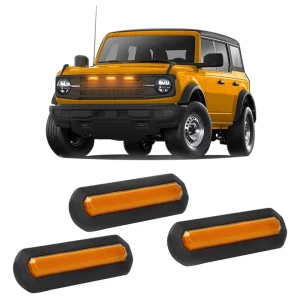 Amber or White LED Grille Light Kit Plug & Play IP68 with Fuse Wiring Fits Base for Ford Bronco Accessories