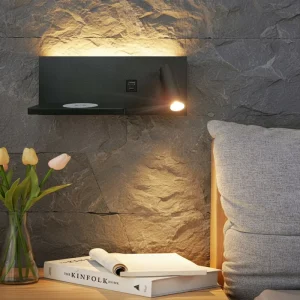 Ambient Backlight LED Wall Sconce with Wireless Charger and USB C for Living Room and Bedroom Decor