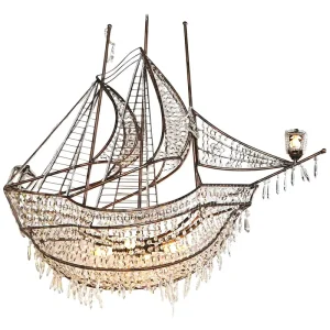 America Modern Luxury Metal Pendant Light Crystal Boat Chandelier for Hotel Villa Foyer Living Room