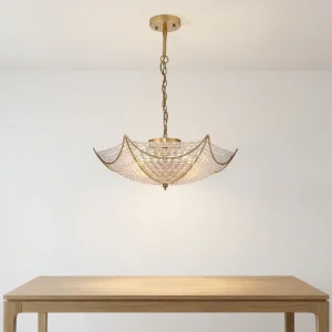 American Art Decorative Ceiling Pendant Chandelier Antique Brass Finish LED Dimmable E12 Base Indoor Lighting 5-Year Warranty AC