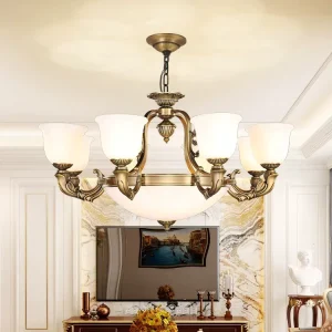 American Brass Pendant Light Retro Dining Room Lamp European Style Glass Living Room Chandelier