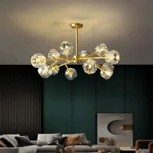 American Crystal Chandelier Postmodern Minimal Creative Pendant Light for Villa Hotel Living & Dining Room