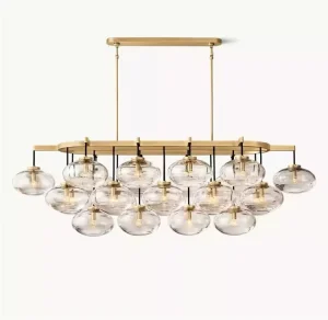 American Design Modern Brass Linear Chandelier Pendant Light Adjustable Height E12 for Home Villa Living Room Kitchen Island