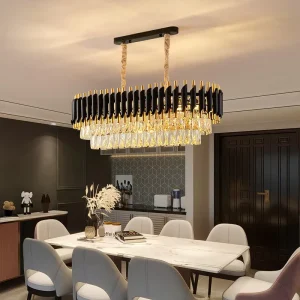 American Hotel Dining Room Light Fixture Luxury Crystal Decoration Black Pendant Light and LED Chandelier Modern Home