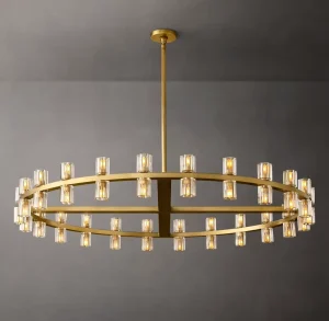 American Living Room Round Decoration Iron Crystal Ceiling Pendant Lights Dimmable for Villa Wedding Chandelier Pendant Light