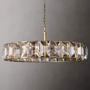 American Modern Crystal Pendant Lighting Luxury Creative Brass Chandelier Lamp for Restaurant Dining Room Living