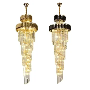 American Retro Dining Living Room Crystal Flower Chandelier Black Linear Artistic Ceiling Pendant Lights