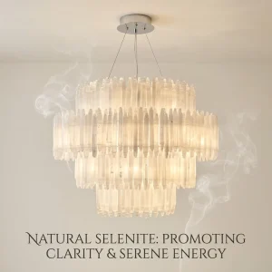 American Selenite Round Branch Chandelier Hanging LED White Nordic Modern Warm White Pendant Light for Hotel