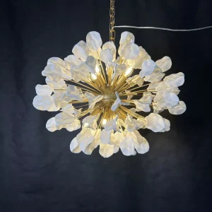 American Style Ceramic Flower Chandelier Antique Bronze LED Pendant Light for Vintage Living Room Bedroom