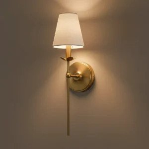 American Style Decorative Brass LED Fabric Lampshade Modern Bedroom Wall Lamp Hotel Corridor Bathroom Dimmable 5 Year Warranty