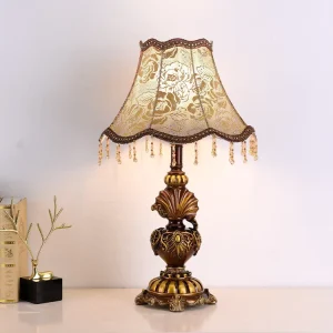 American Style Desk Lamp Princess Bedroom Decoration Home Study Lighting Living Room Light Minimalist Design Fabric Lampshade