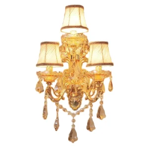 American Style E14 Crystal Glass Sconce Luxury Gold Wall Lamp 30000 Hours 3-Year Warranty Wedding Decoration Antique