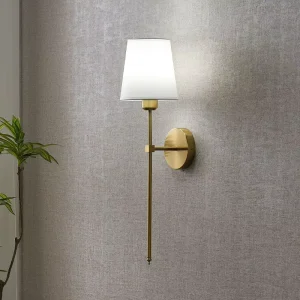 American Style Wall Sconce Fabric Shade Long Iron Gold Black Wall Lamp Bedside Light Restaurant Wall Lamp for Bedroom LivingRoom