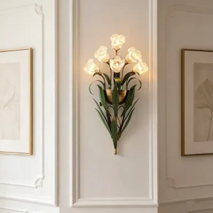 American-style Glass Iron LED Wall Lamp for Living Room TV Background Modern Minimalist Pastoral Bedroom Bedside French Vintage