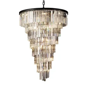 American style Light Luxury Iron Spiral Staircase Crystal Chandelier LED Italian Minimalist Villa Double Height Living Pendant